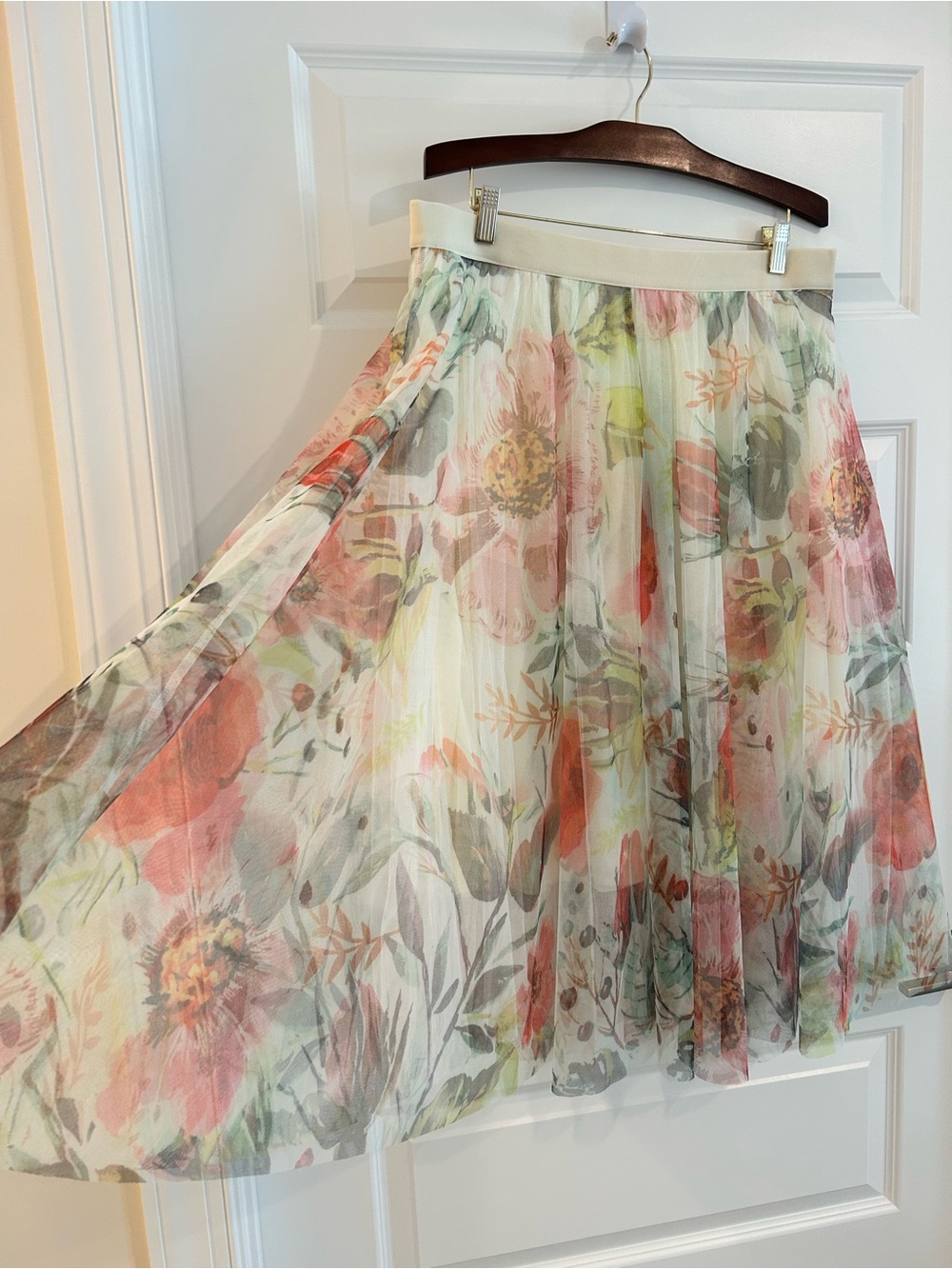 Cato Floral Skirt Cream Multi Size XL